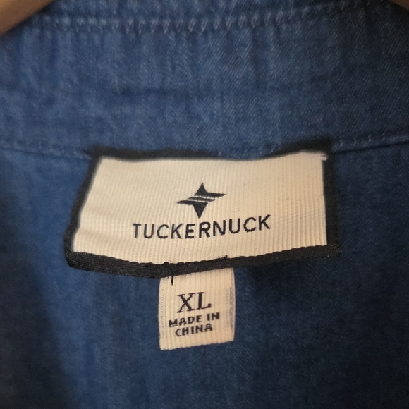 Tuckernuck Chambray Blue Shirt Dress with Ruffle Hem - Picture 2 of 12